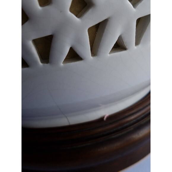 Chinese Porcelain Cherry Blossom Blanc de Chine Pierced Table Lamp Base - Picture 5 of 10